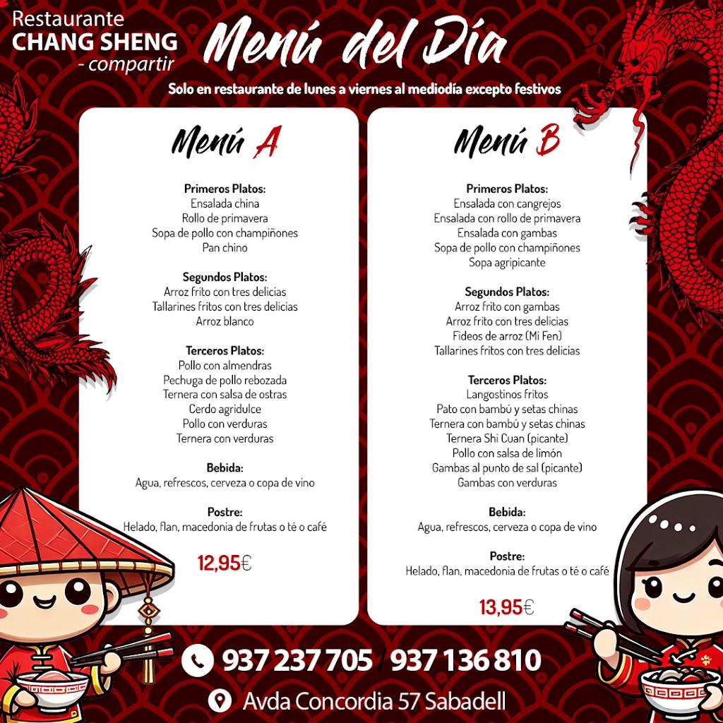 Restaurante Chang Sheng — Carta