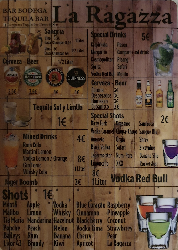 TEQUILA BAR LA RAGAZZA — Carta