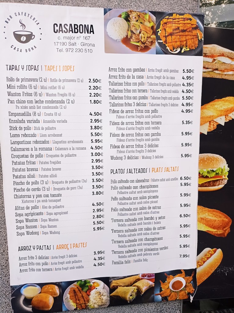 Casa-Bona Bar-Cafeteria — Carta