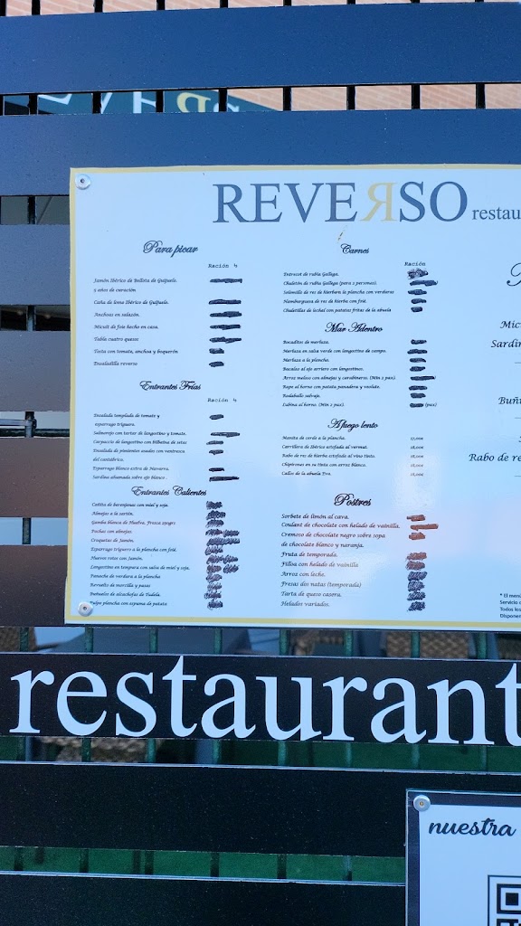 Reverso Restaurante — Carta