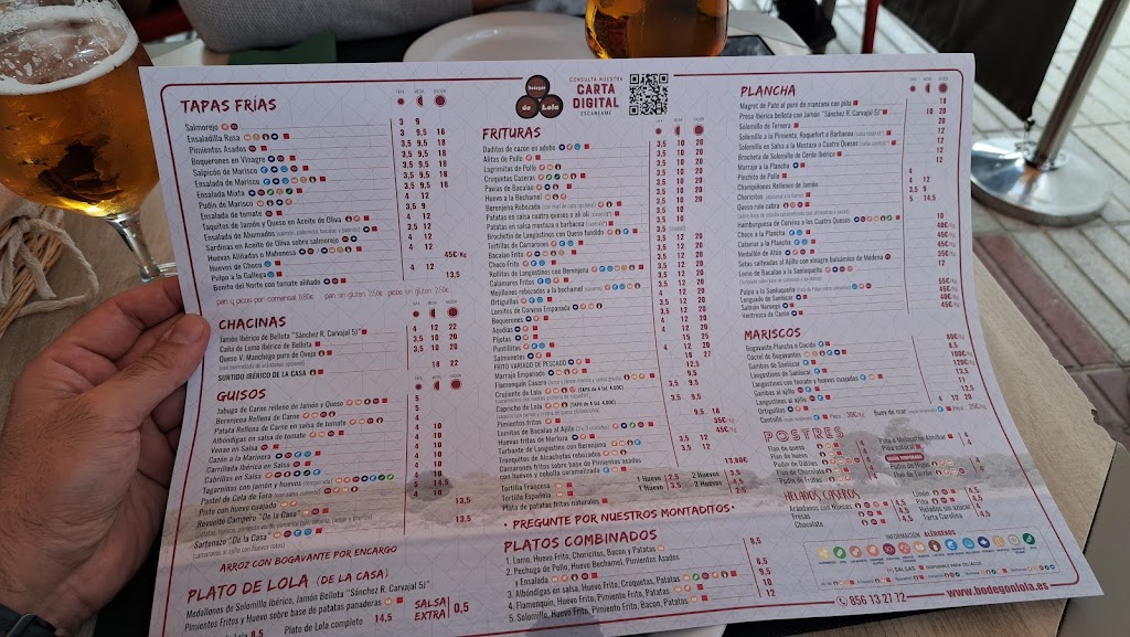 Bodegon de Lola — Carta