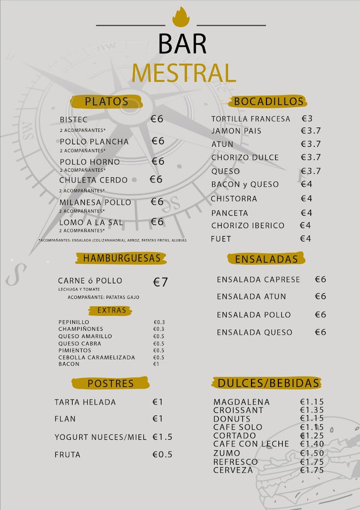 Bar Mestral — Carta