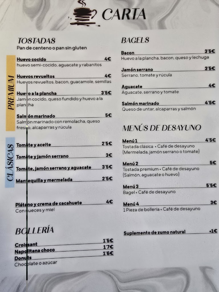 Cafe bar A Rua — Carta