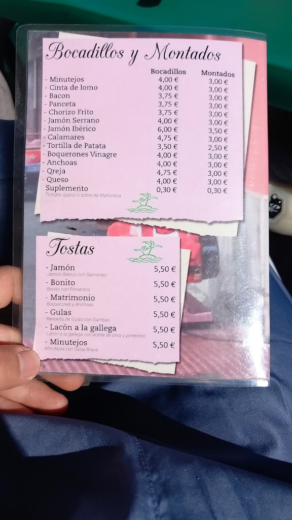 Cerveceria Bar El Paraiso — Carta