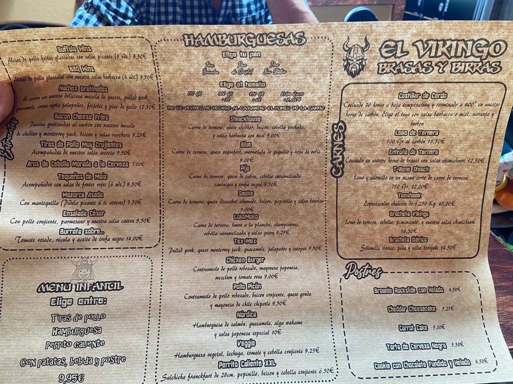 El Vikingo Brasas y birras // Hamburgueseria en villaviciosa — Carta