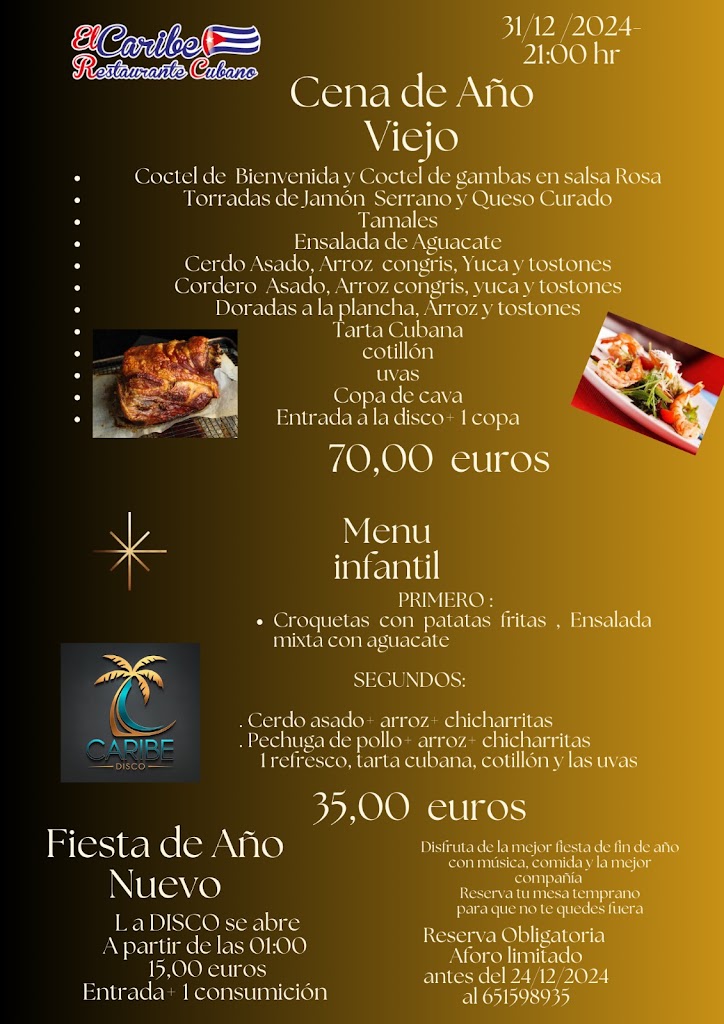 El Caribe - Restaurante Cubano Blanes — Carta