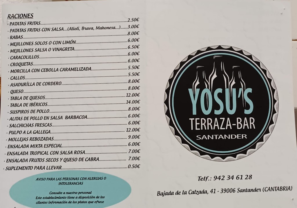 Bar Yosus — Carta