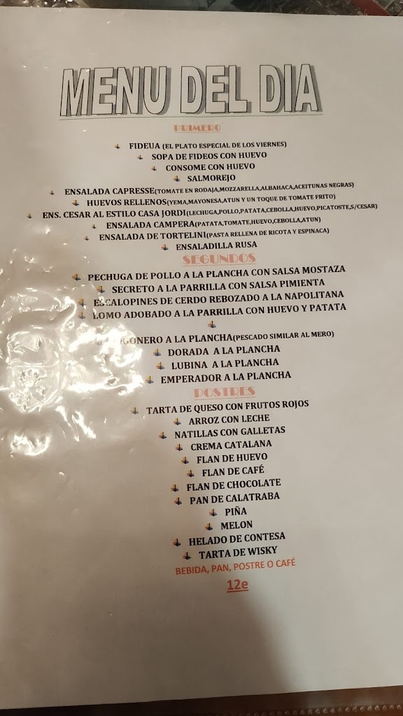 Restaurante Casa Jordi — Carta