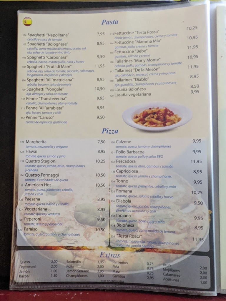 Steak-house Restaurant Testarossa — Carta