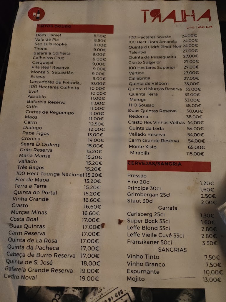 Restaurante Tralha — Carta
