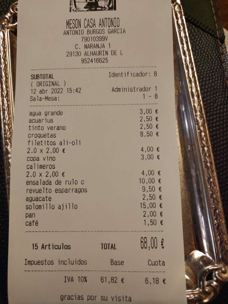 Meson Casa Antonio — Carta