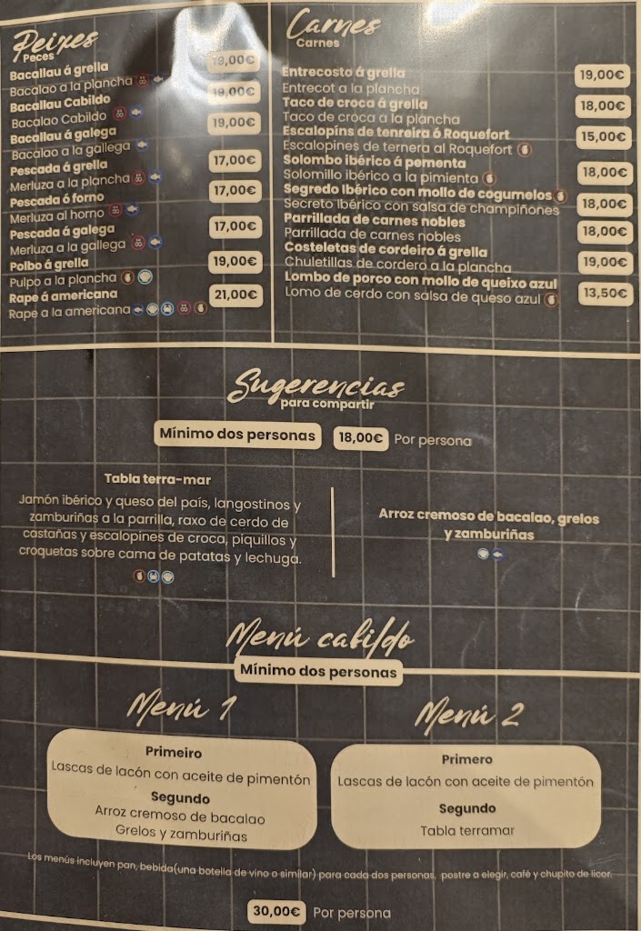 Restaurante O Cabildo — Carta