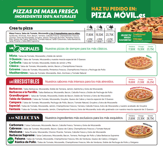 Pizzamovil Porrino — Carta