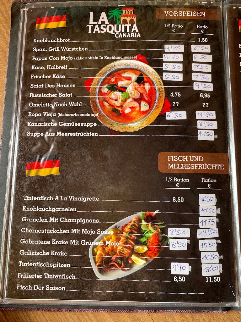 La Tasquita Canaria — Carta