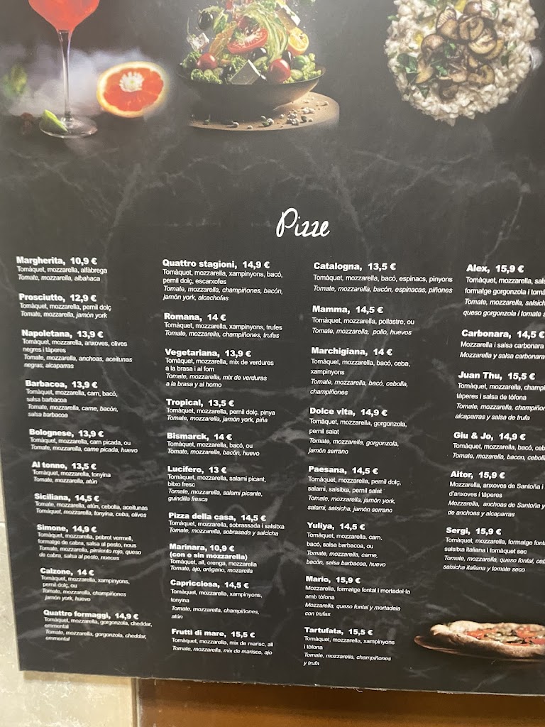 Restaurant Pizzeria Da Mario — Carta