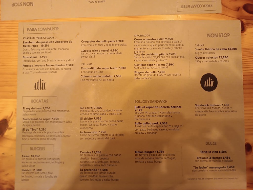 Attic Alzira — Carta
