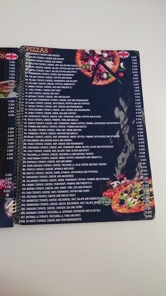 Pizzeria restaurante ayoze — Carta