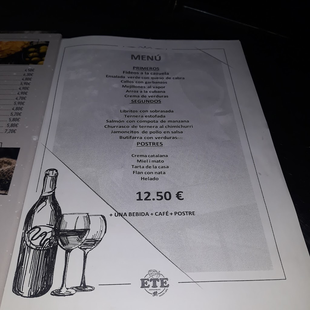 Restaurant ETE — Carta