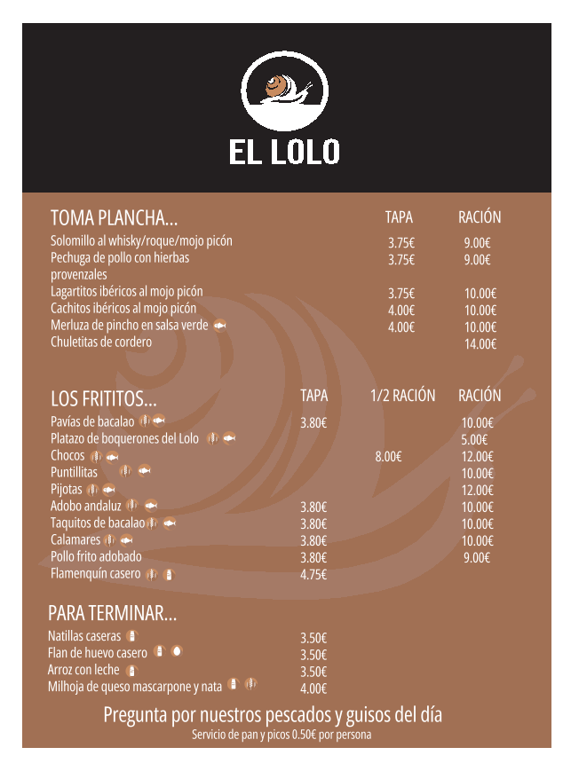 Abaceria El Lolo — Carta