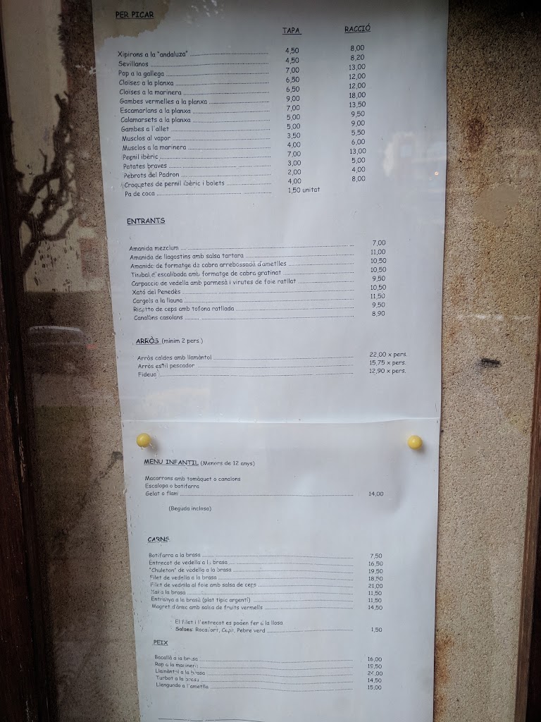 Restaurante Can Belles — Carta