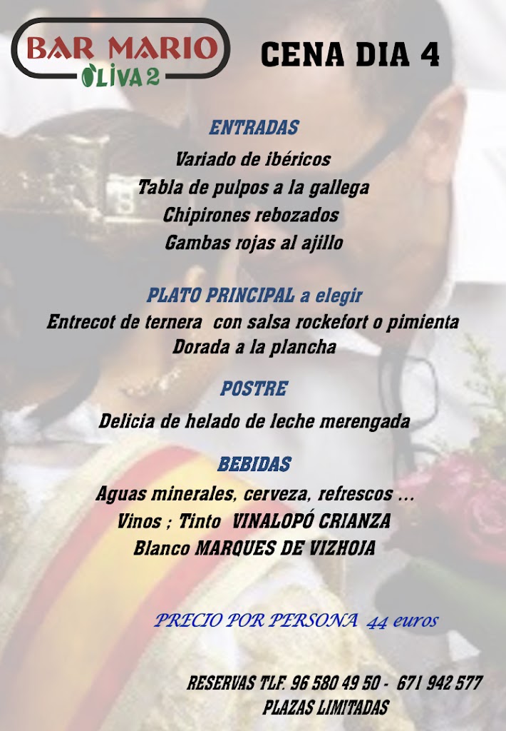 BAR MARIO Oliva 2 — Carta