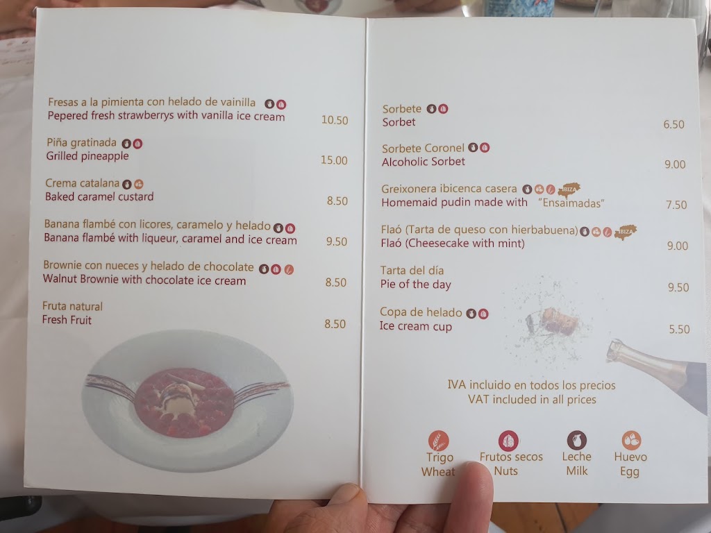 Restaurante Sa Nansa Eivissa — Carta