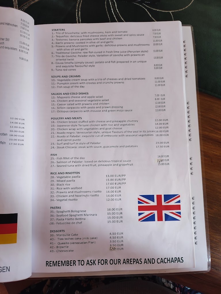El Paladar Gastro-Bar — Carta
