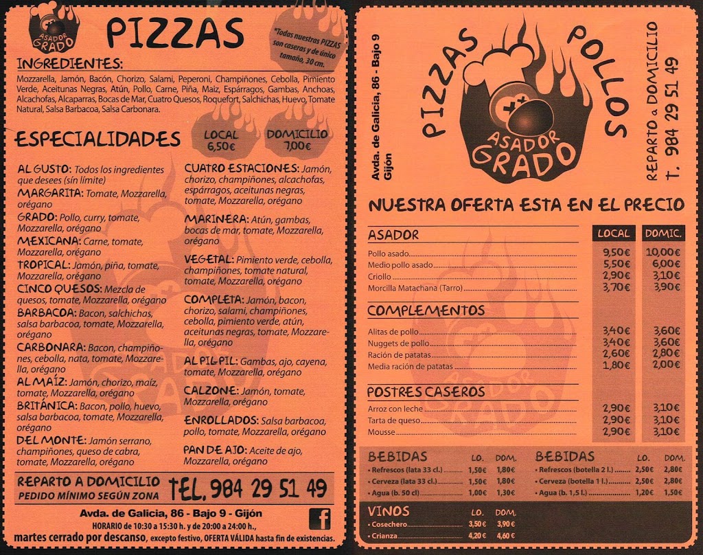 Asador Grado — Carta