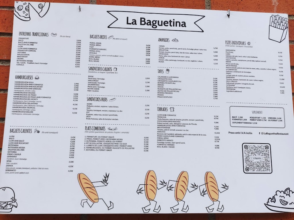 Restaurant la Baguetina — Carta