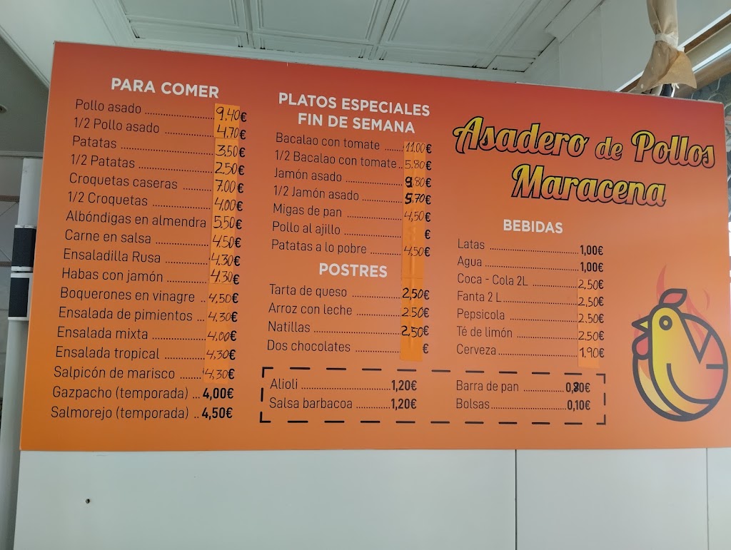 Asadero de Pollos Maracena — Carta