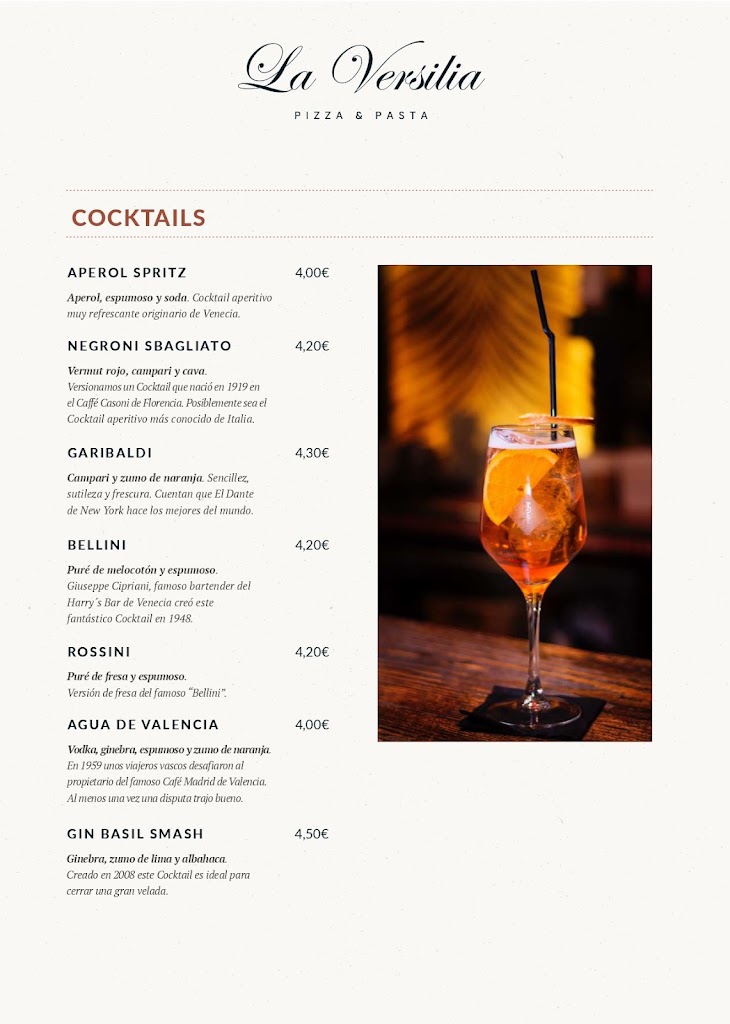Restaurante La Versilia — Carta