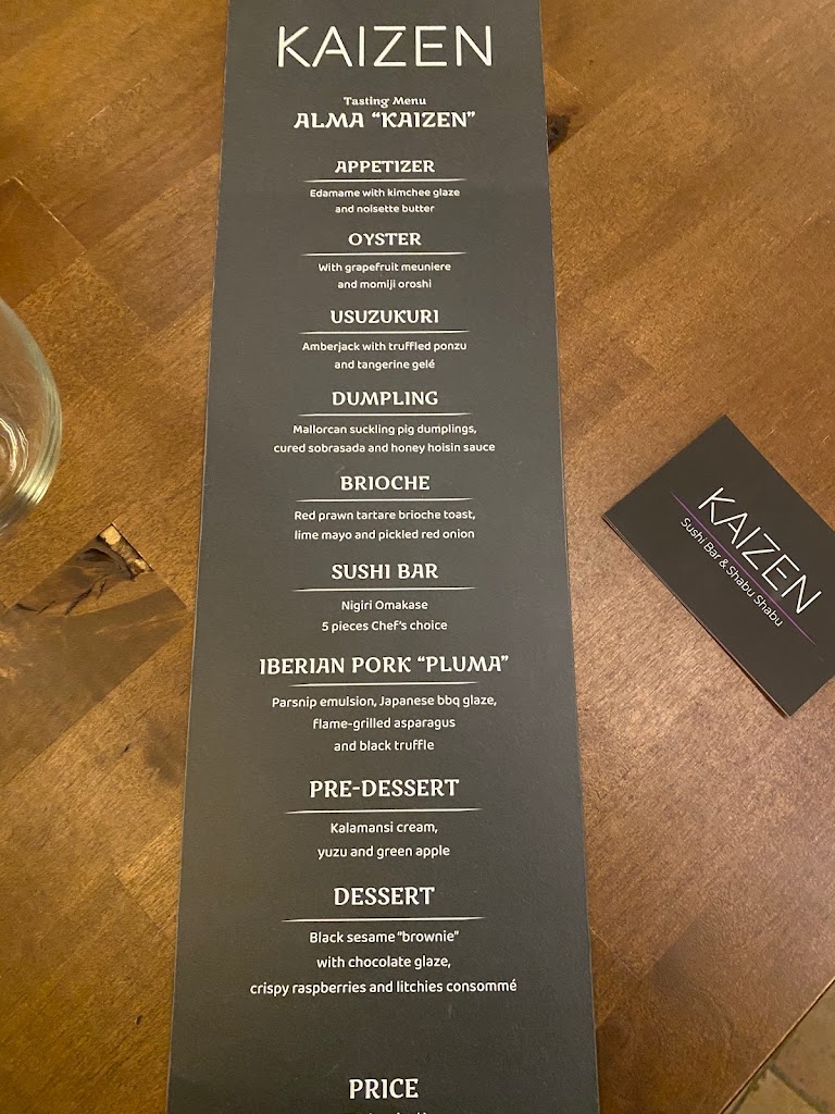 KAIZEN Restaurant — Carta