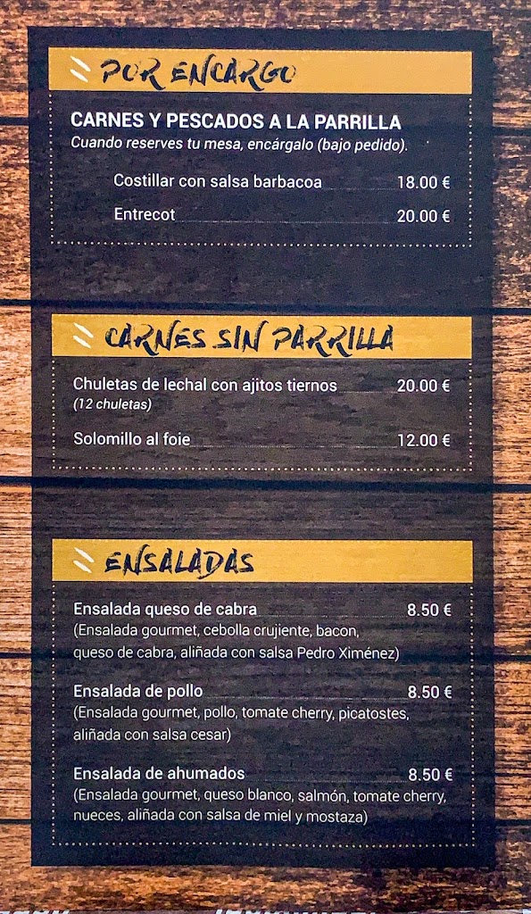 Taberna La Gamba — Carta