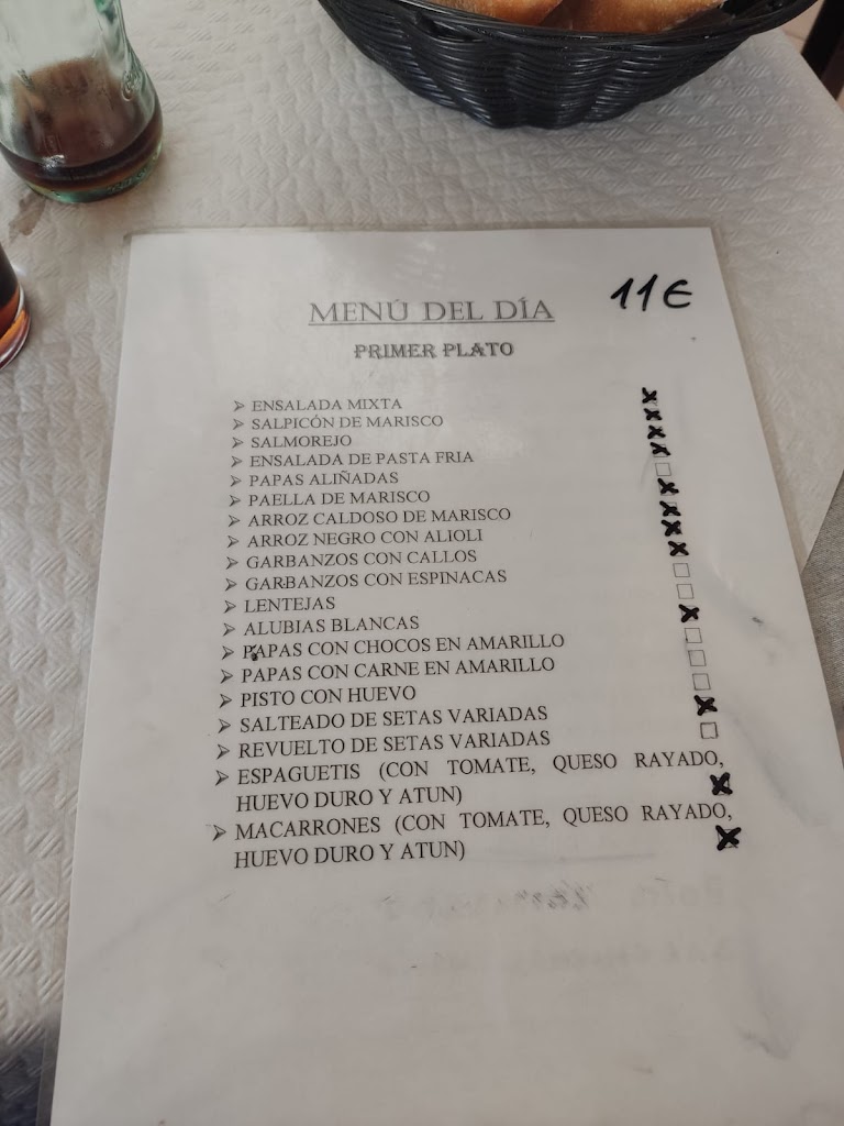 Bar Restaurante El Revuelo — Carta