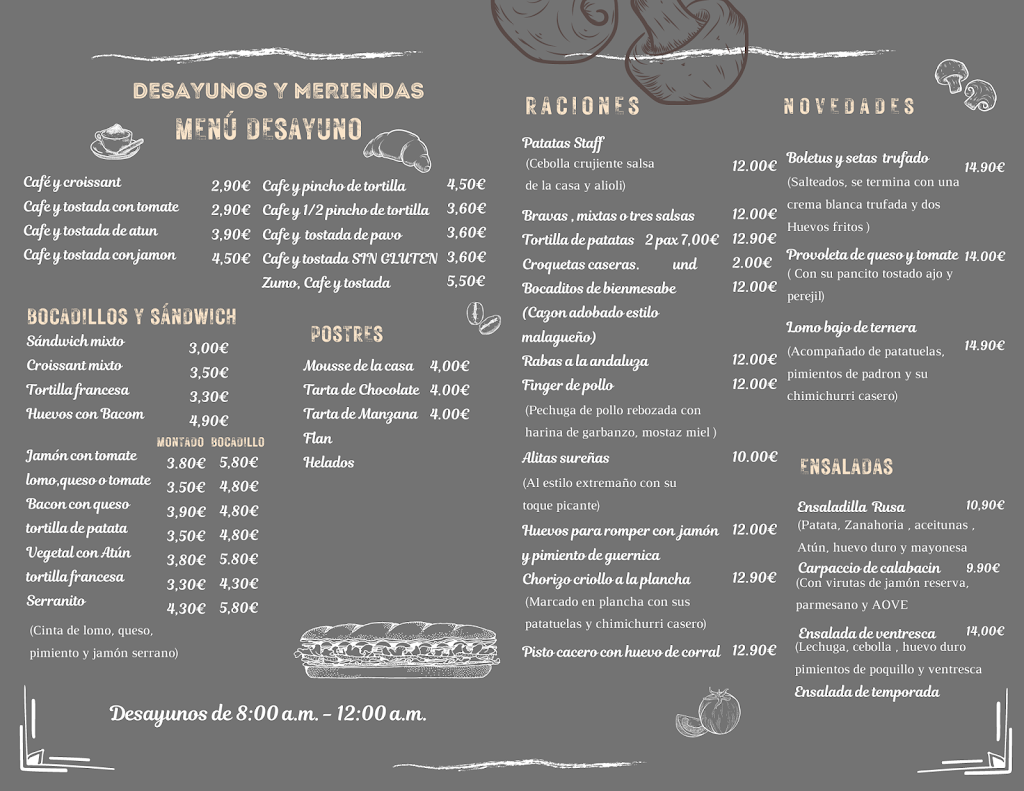 Bar Cafeteria Staff — Carta