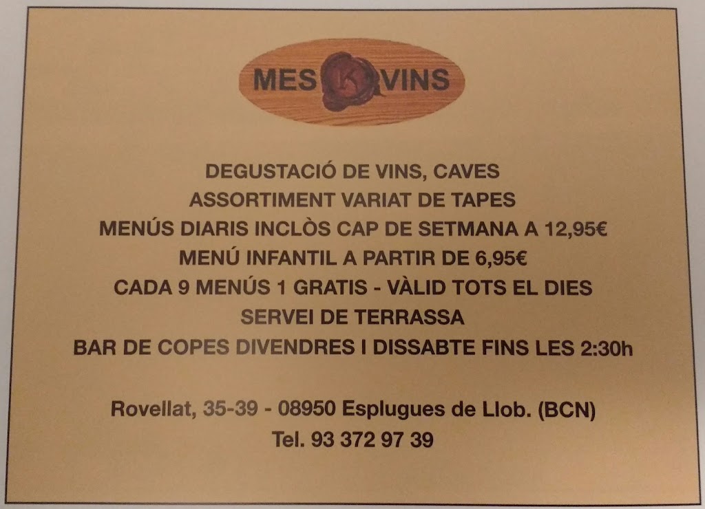 Mes K Vins — Carta