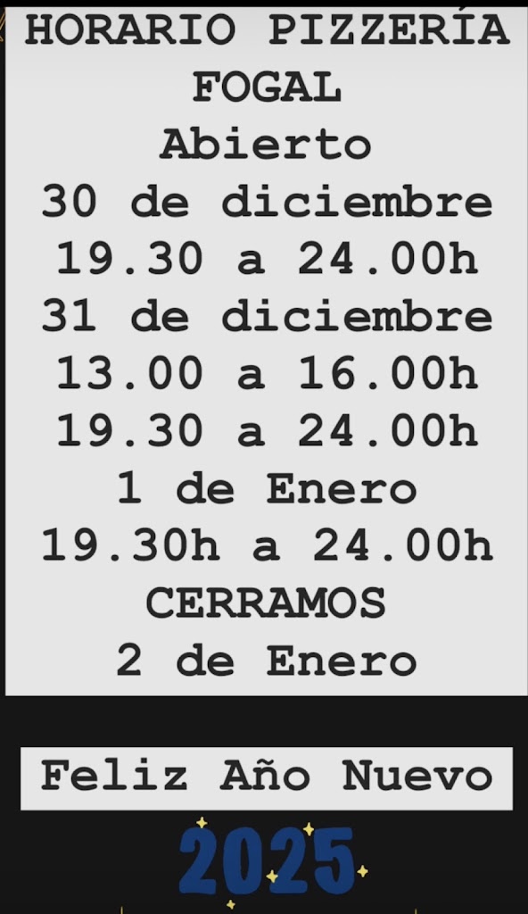 El Fogal Pizzeria Restaurante — Carta