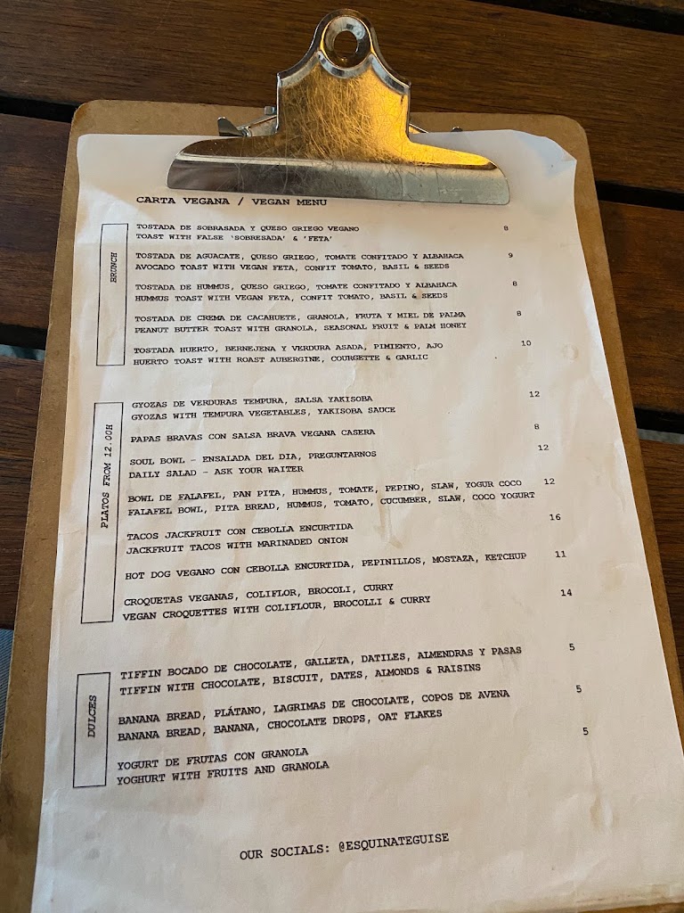 Esquina Teguise — Carta