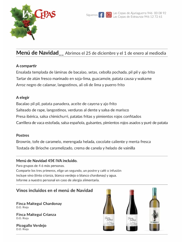 Las Cepas de Estraunza — Carta