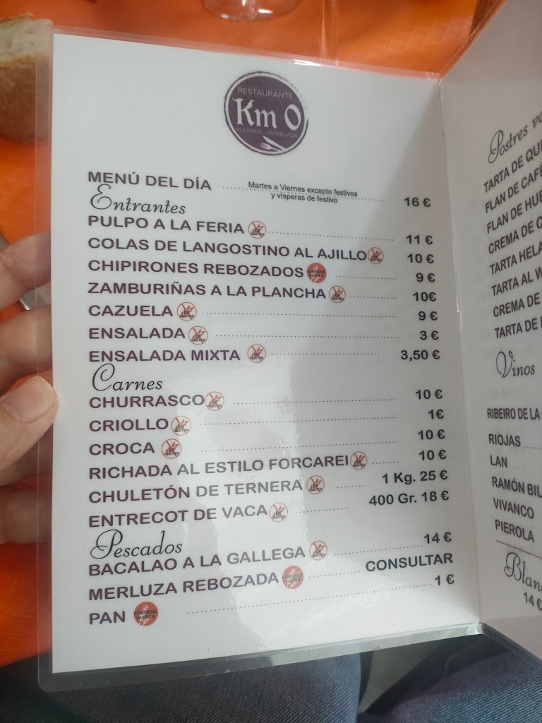 Restaurante Km0 — Carta