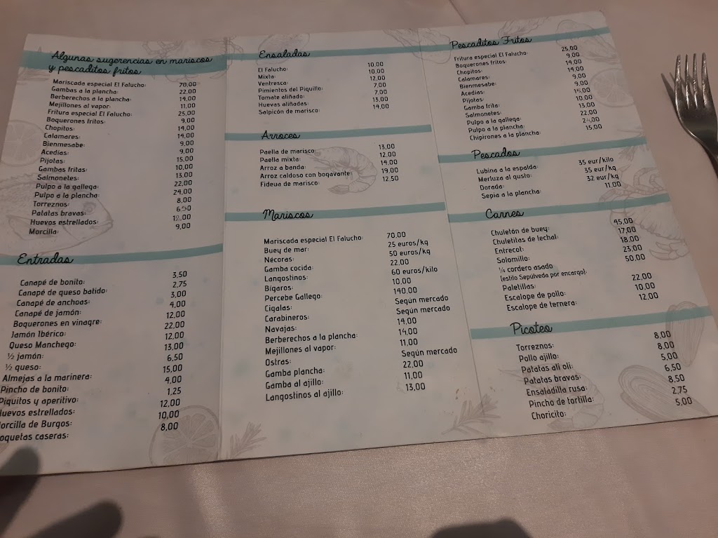 Restaurante El Falucho — Carta