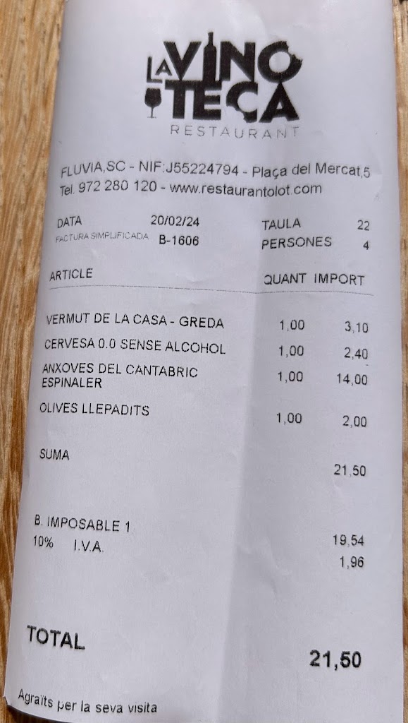 La Vinoteca — Carta