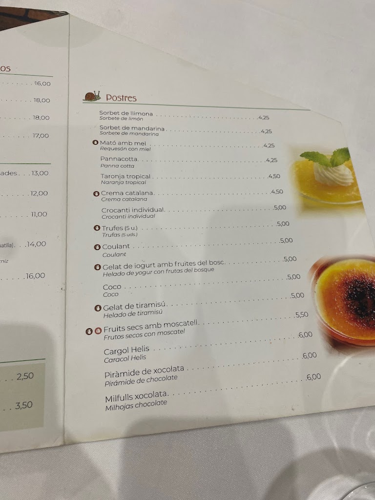 Restaurant Lo Bon Profit — Carta