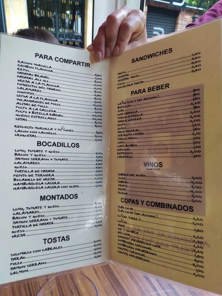 Taberna del Tarao — Carta