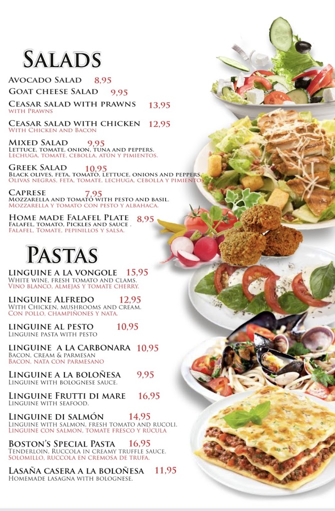 Boston Steak House nerja — Carta