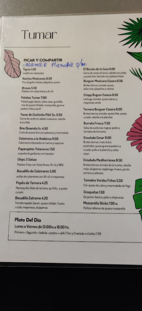 Restaurante Tumar — Carta