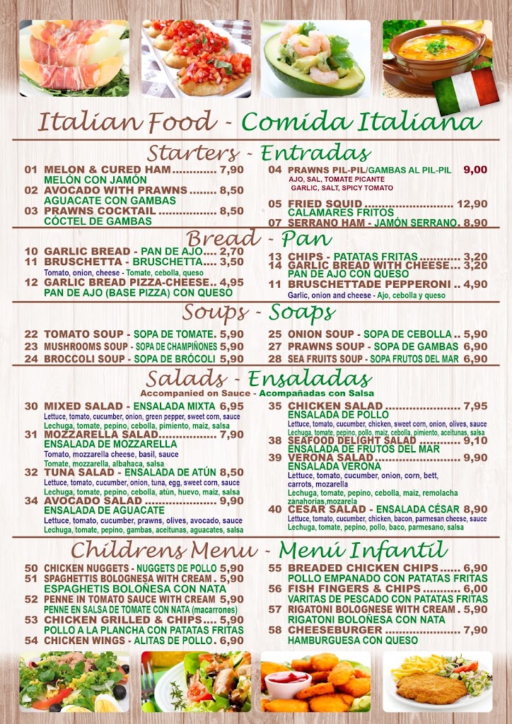 Italian Restaurant Da Verona Fuengirola — Carta