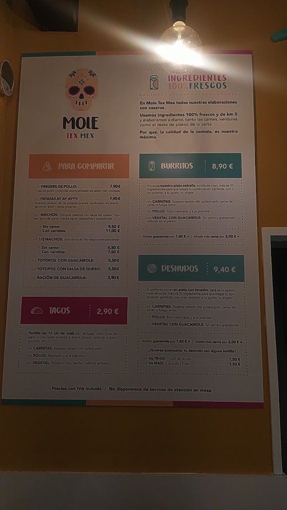 Mole Tex Mex — Carta