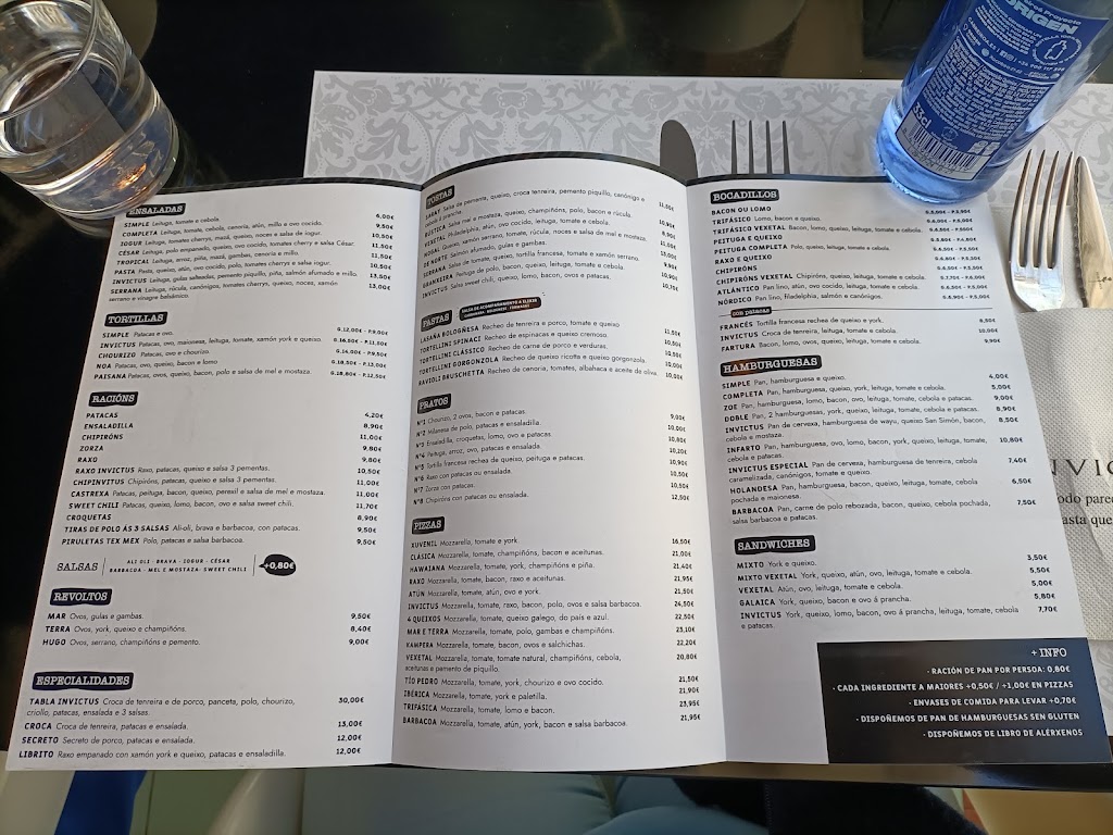 Cafeteria Invictus — Carta