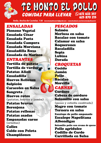 Te monto el pollo — Carta